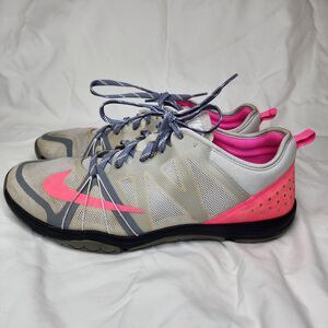 Nike Womens Free Cross Compete 749421-010 Pink Gray Running Shoes Lace Up Sz 9.5